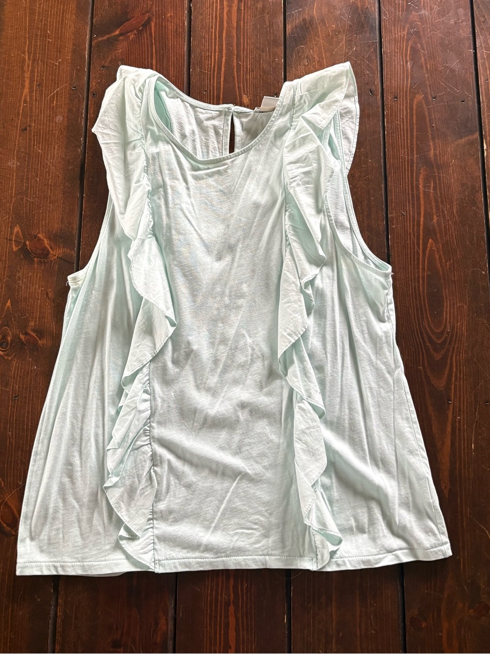 J. Crew Mint Ruffle Sleeveless Tank